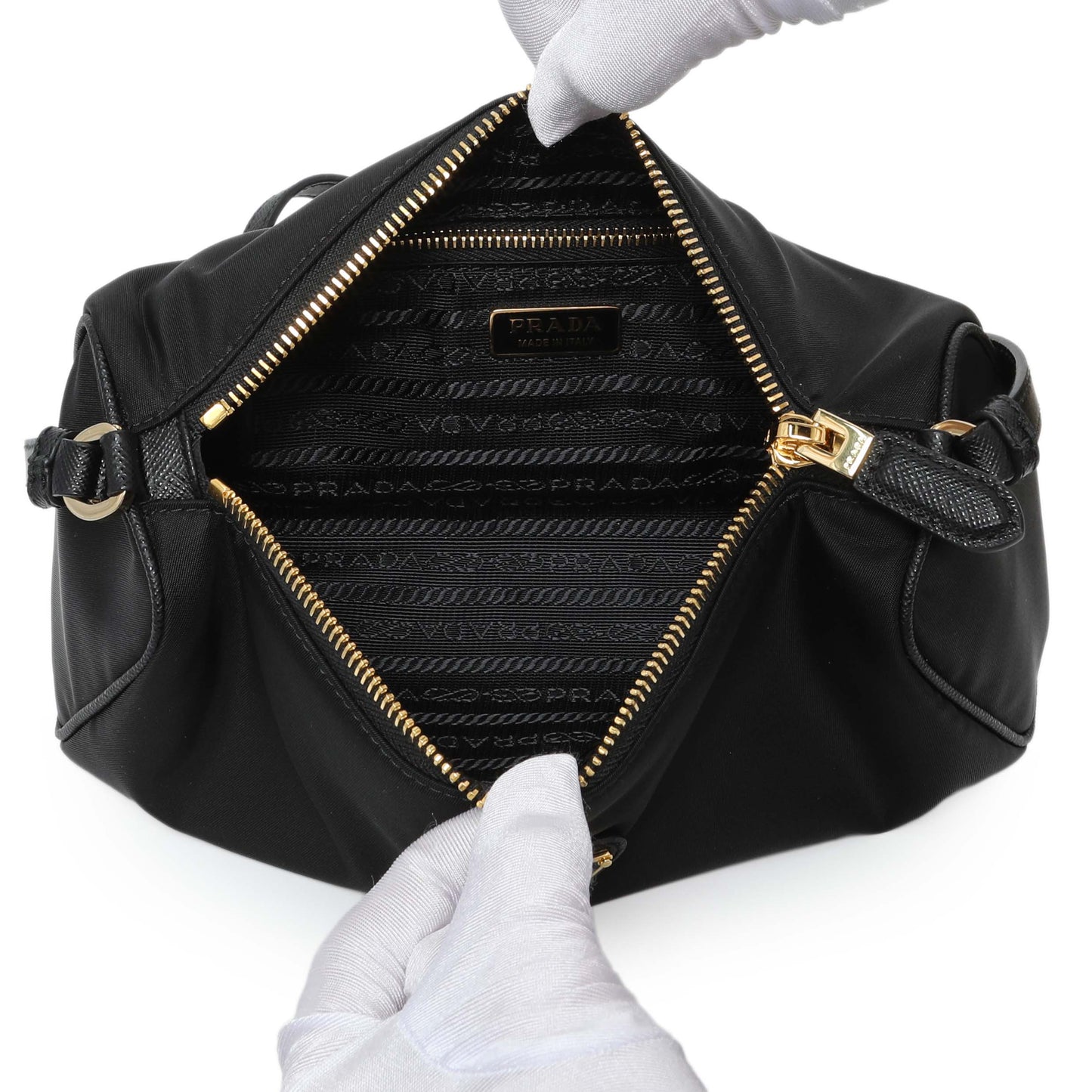 Exclusive Prada Black Re-Nylon Pouch Shoulder Bag — Top View