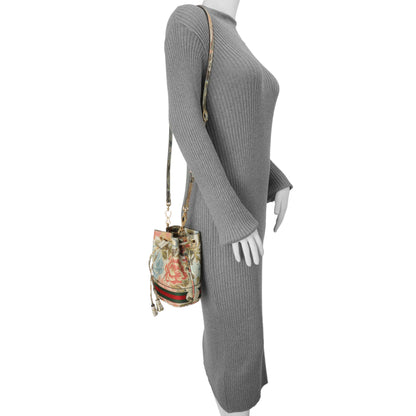 Exclusive Gucci GG Supreme Monogram Water Flora Web Mini Ophidia Bucket Bag — Alternate View 7