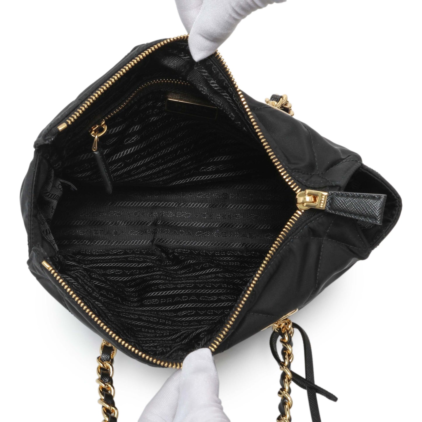 Exclusive Prada Black Re-Nylon Saffiano Stitched Re-Edition 1995 Shoulder Bag — Top View