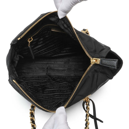 Exclusive Prada Black Re-Nylon Saffiano Stitched Re-Edition 1995 Shoulder Bag — Top View