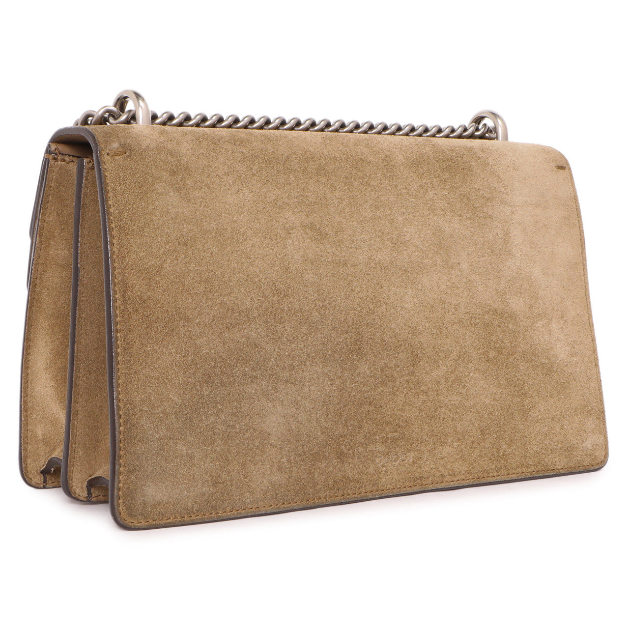 Exclusive Gucci Taupe Suede Small Dionysus Shoulder Bag — Side View
