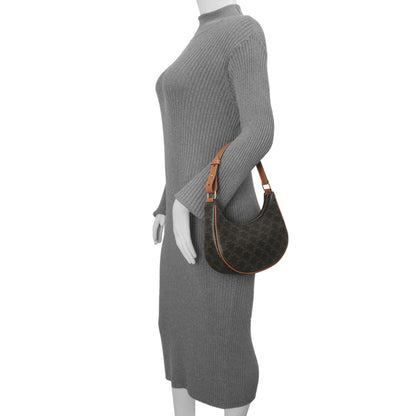 Exclusive Celine Tan Triomphe Canvas Calfskin Ava Shoulder Bag — Lifestyle View