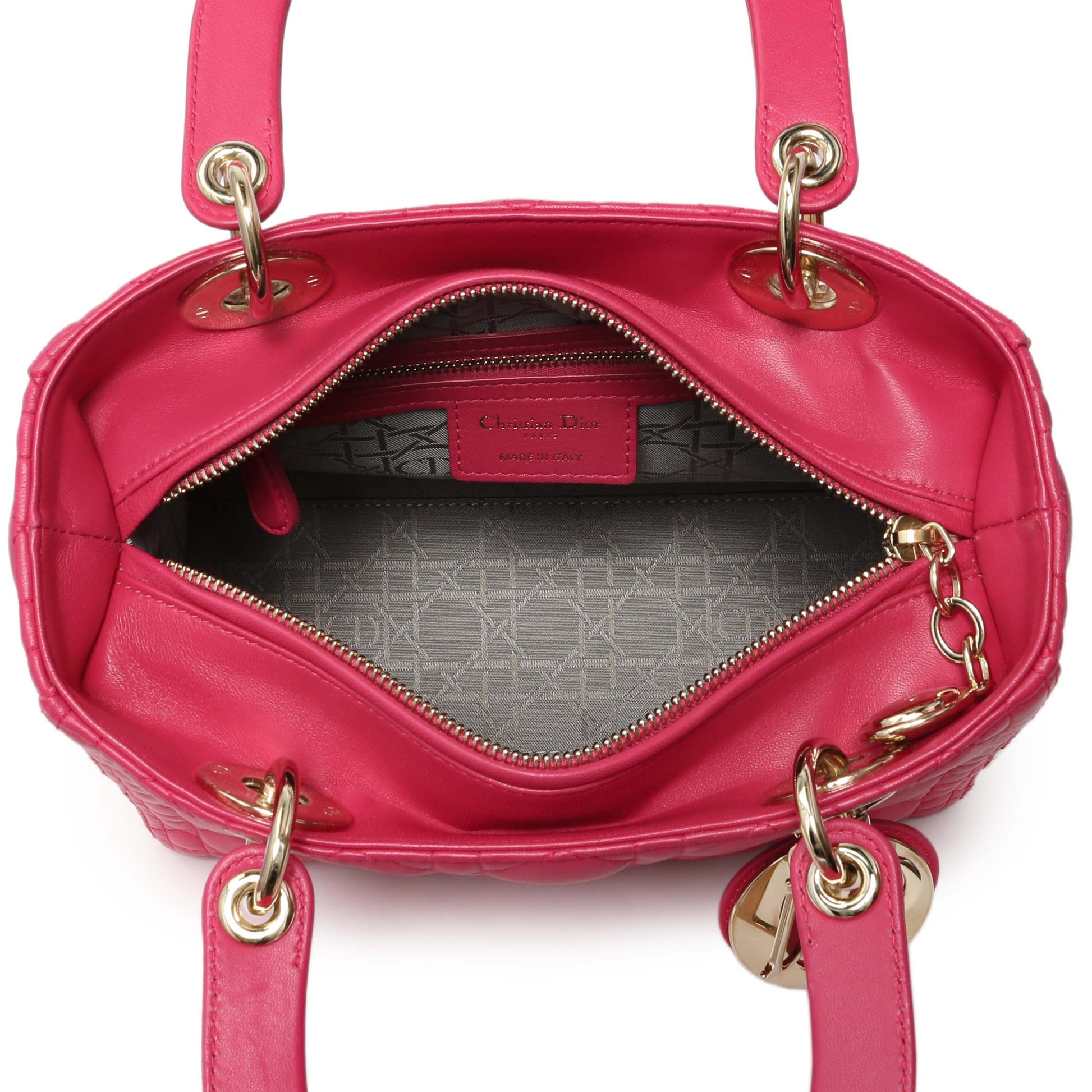 Exclusive Christian Dior Pink Lambskin Cannage Medium Lady Dior — Alternate View 12