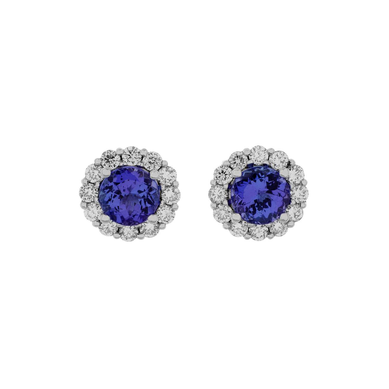Exclusive 18K White Gold 2.30 Carat Tanzanite Earrings — Front View