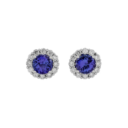 Exclusive 18K White Gold 2.30 Carat Tanzanite Earrings — Front View