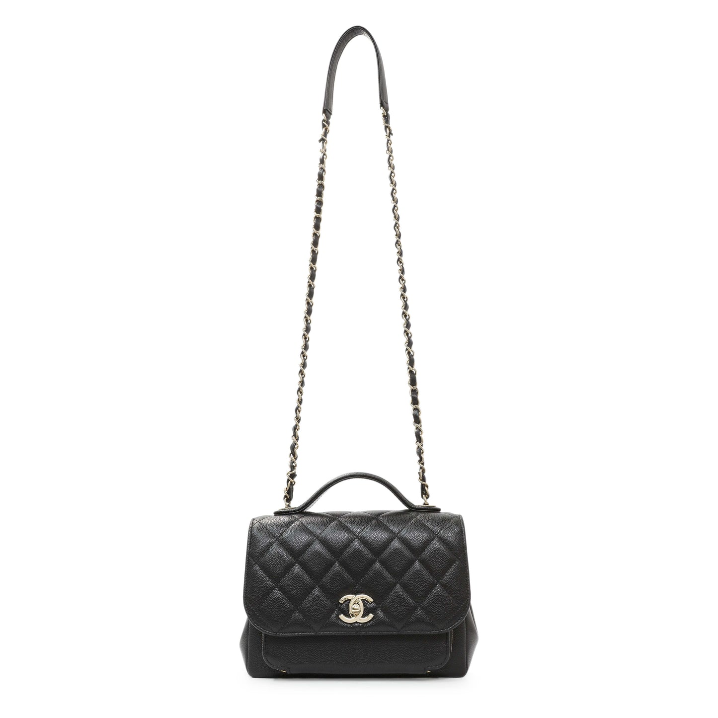 Exclusive Chanel Black Caviar Medium Business Affinity Flap — Front View