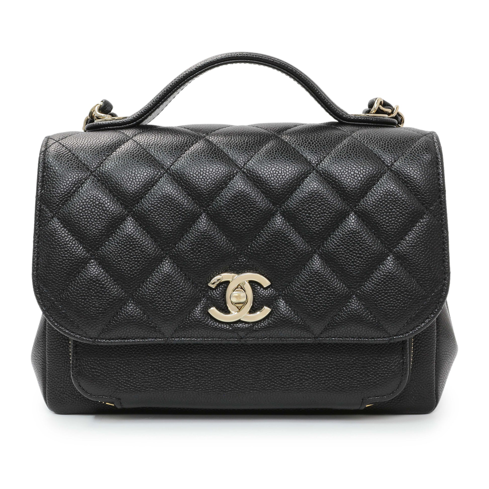 Exclusive Chanel Black Caviar Medium Business Affinity Flap — Side View