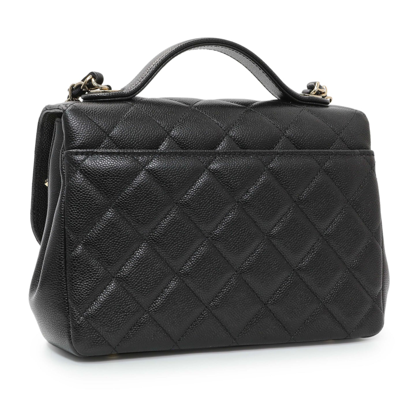 Exclusive Chanel Black Caviar Medium Business Affinity Flap — Back View
