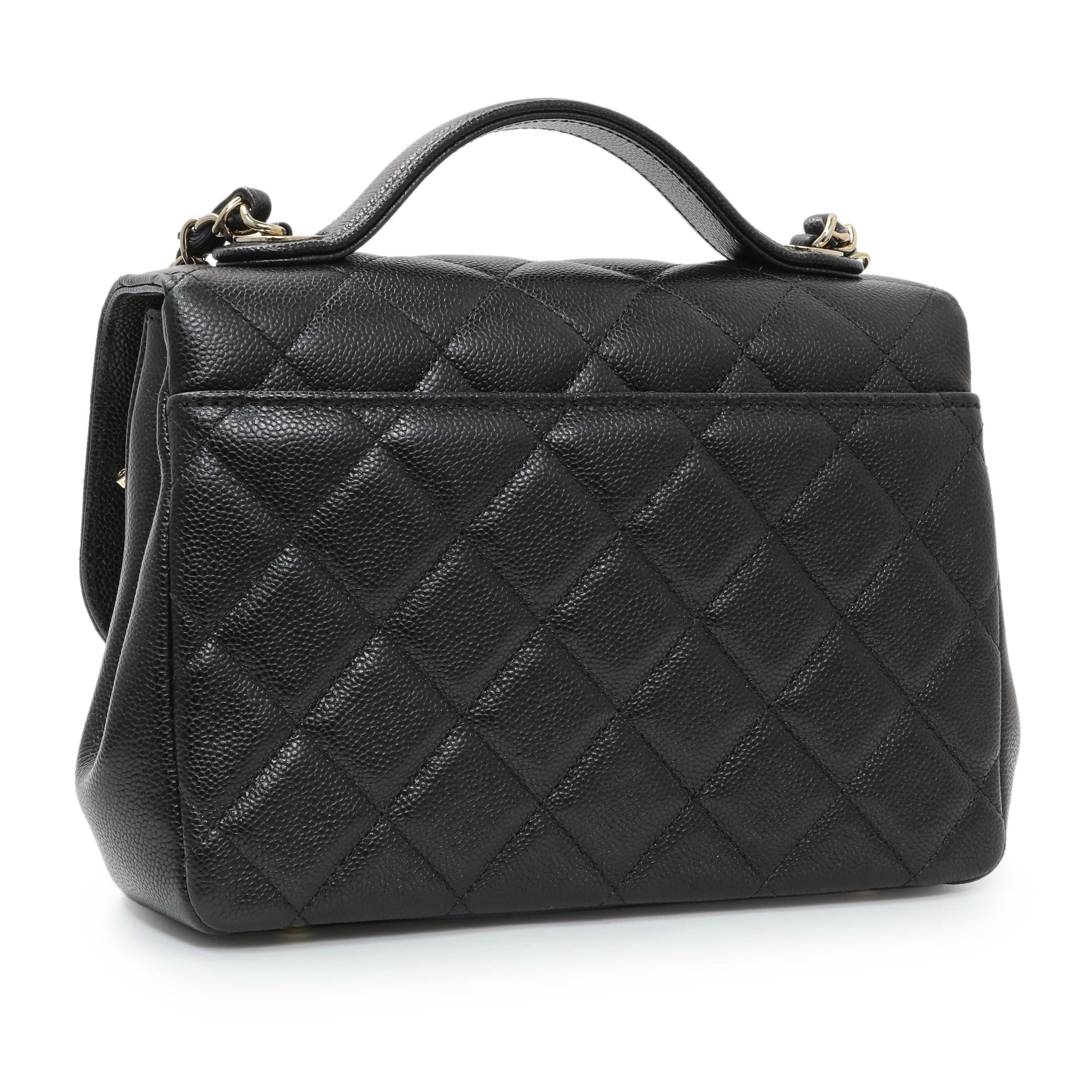Exclusive Chanel Black Caviar Medium Business Affinity Flap — Back View