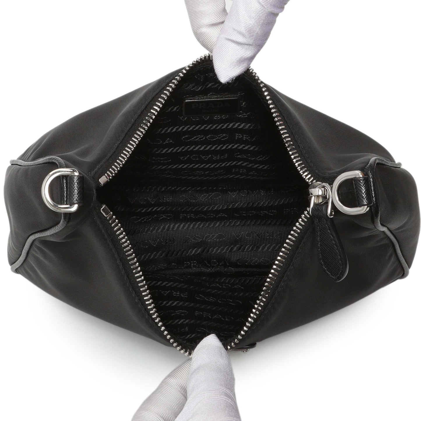 Exclusive Prada Black Re-Nylon Re-Edition 2005 Shoulder Bag — Detail View