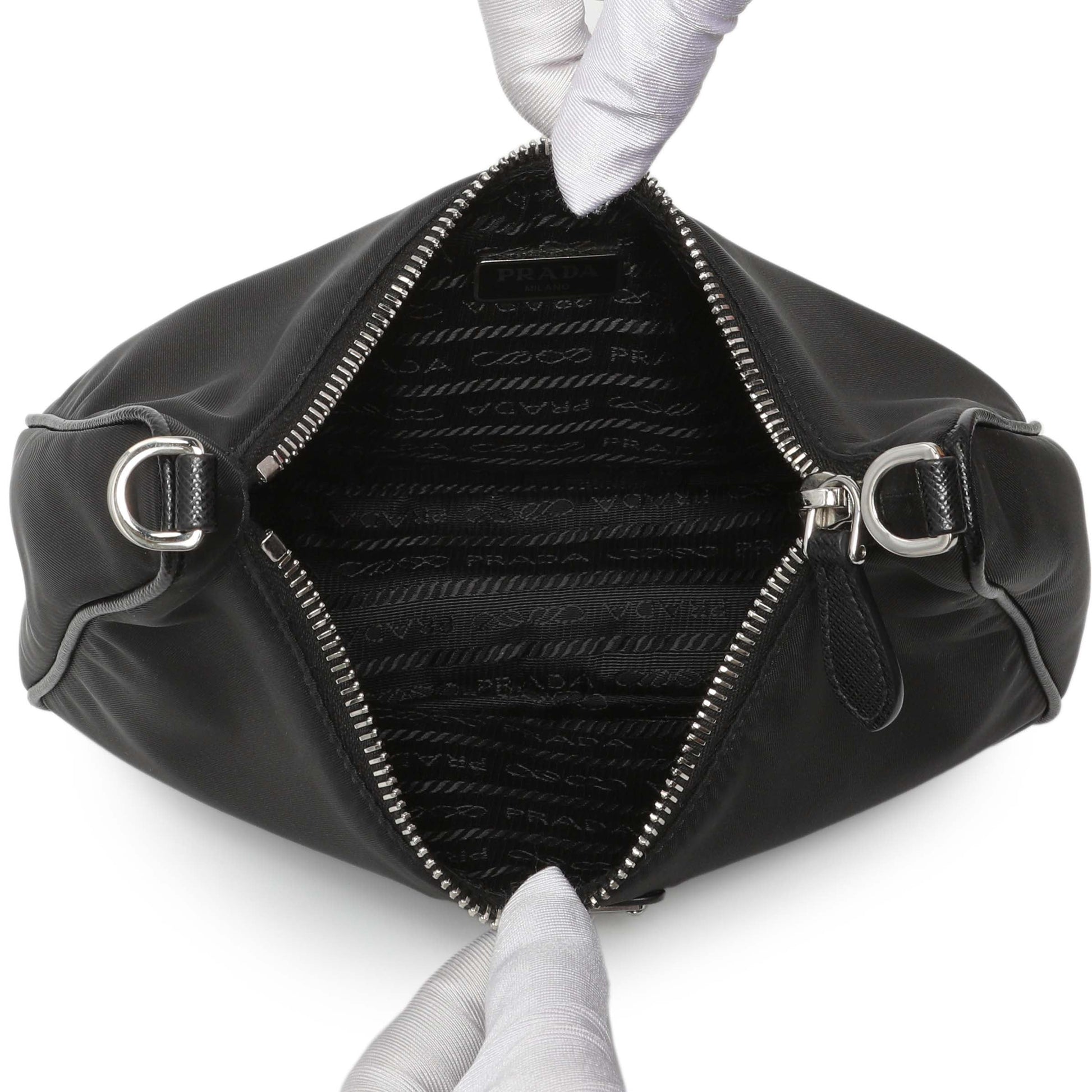 Exclusive Prada Black Re-Nylon Re-Edition 2005 Shoulder Bag — Detail View