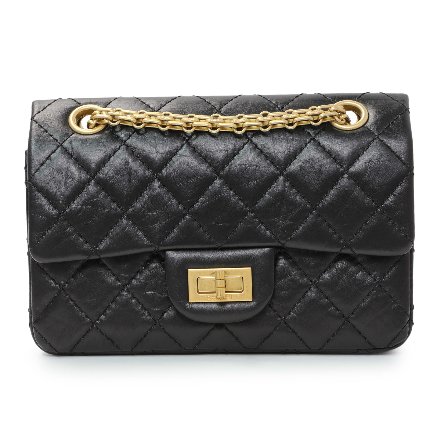 Exclusive Chanel Black Quilted Aged Calfskin 2.55 Reissue Flap 224 — Front View
