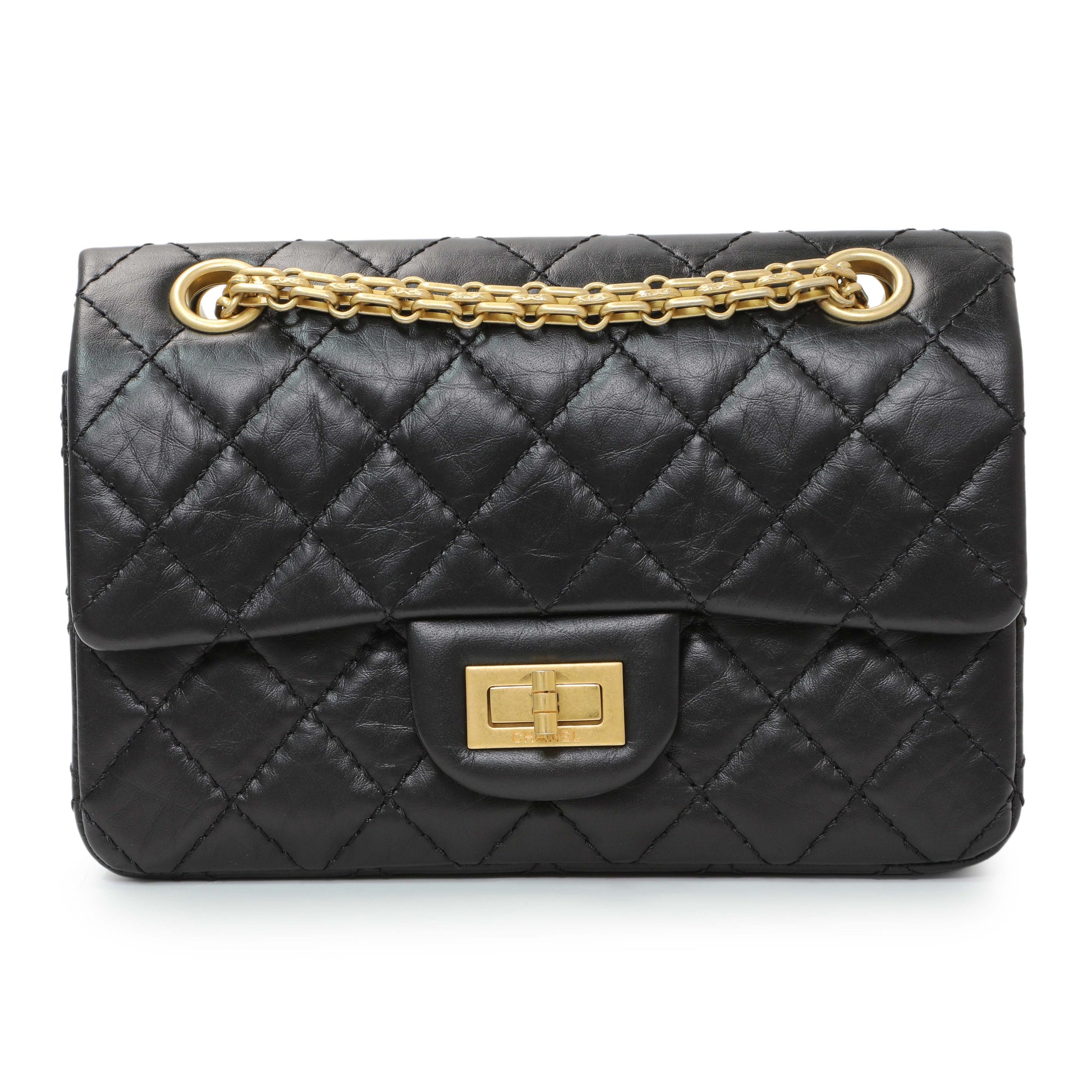 Exclusive Chanel Black Quilted Aged Calfskin 2.55 Reissue Flap 224 — Front View