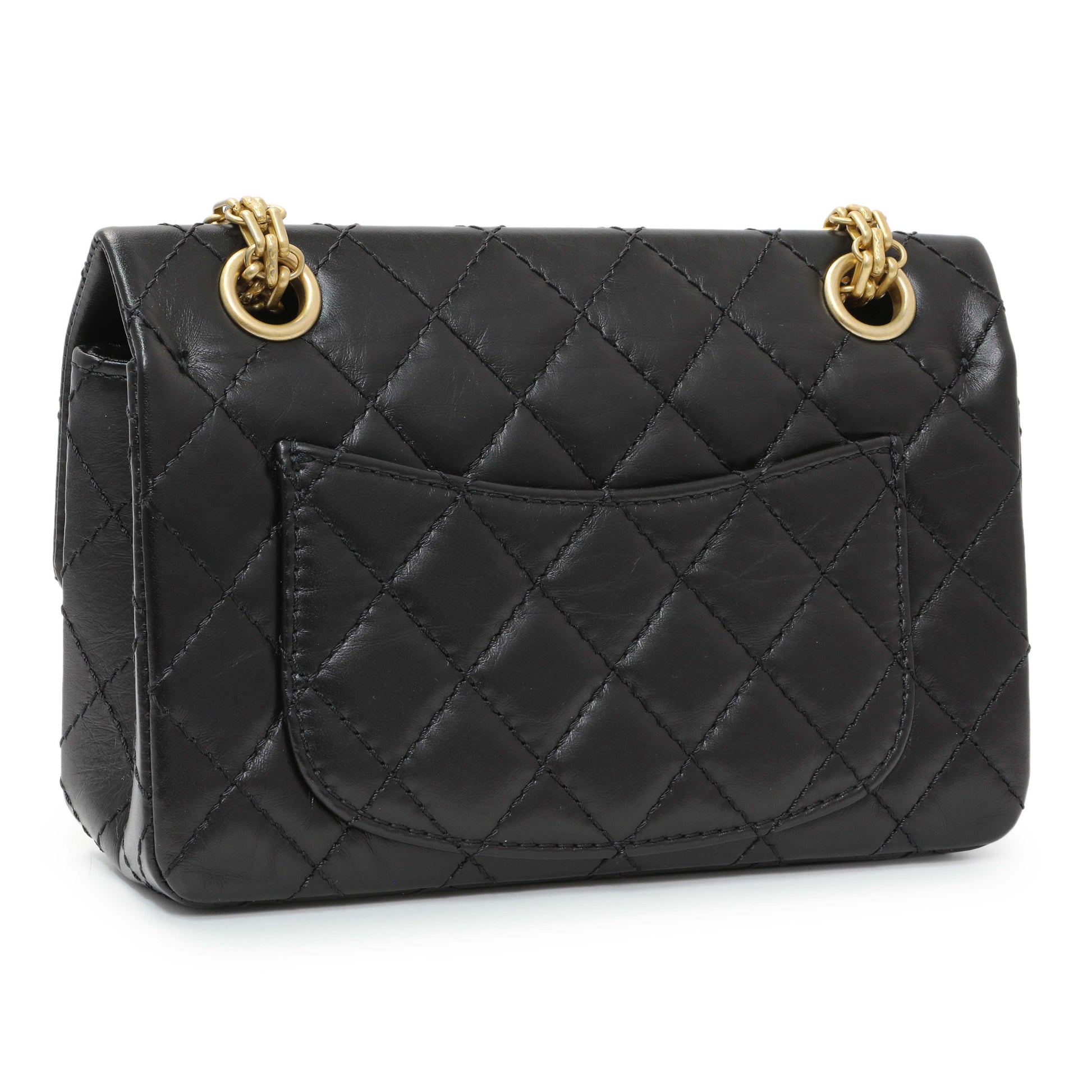 Exclusive Chanel Black Quilted Aged Calfskin 2.55 Reissue Flap 224 — Side View
