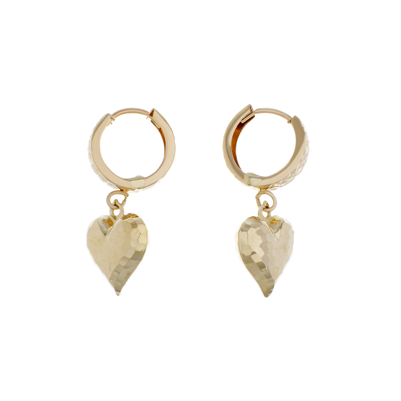 Exclusive 18K Yellow Gold Heart Drop Earrings — Side View