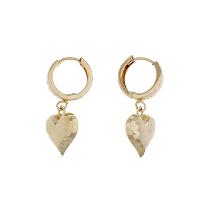 Exclusive 18K Yellow Gold Heart Drop Earrings — Side View