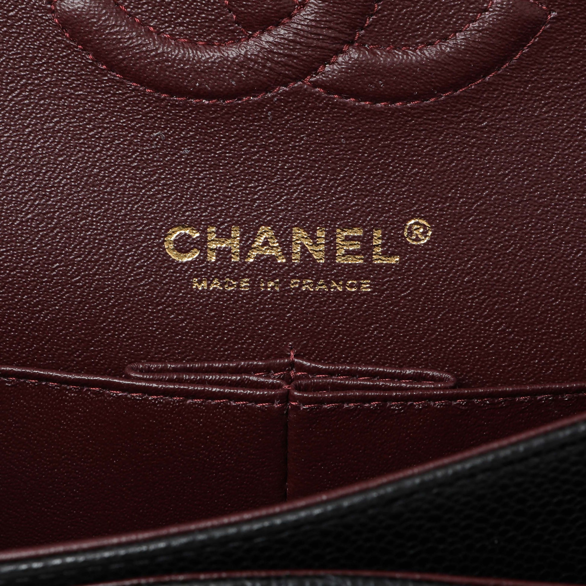 Exclusive Chanel Black Caviar Medium Double Flap — Detail View