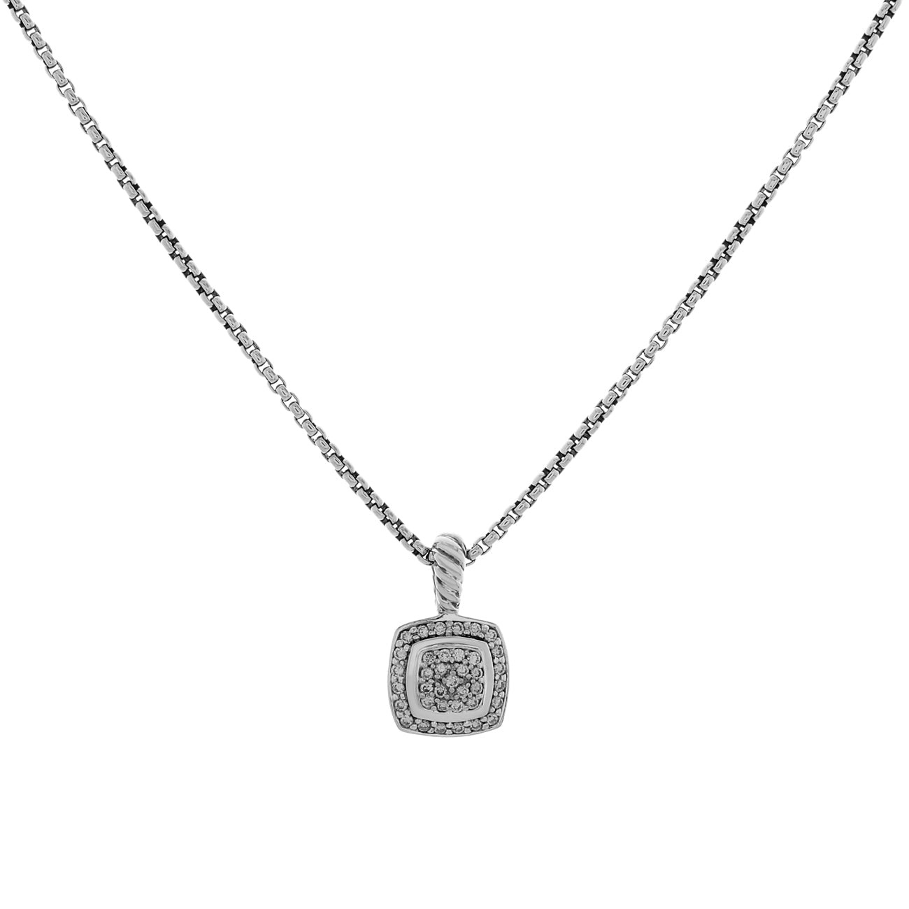 Exclusive David Yurman Sterling Silver Diamond Petite Albion Pendant Necklace — Front View