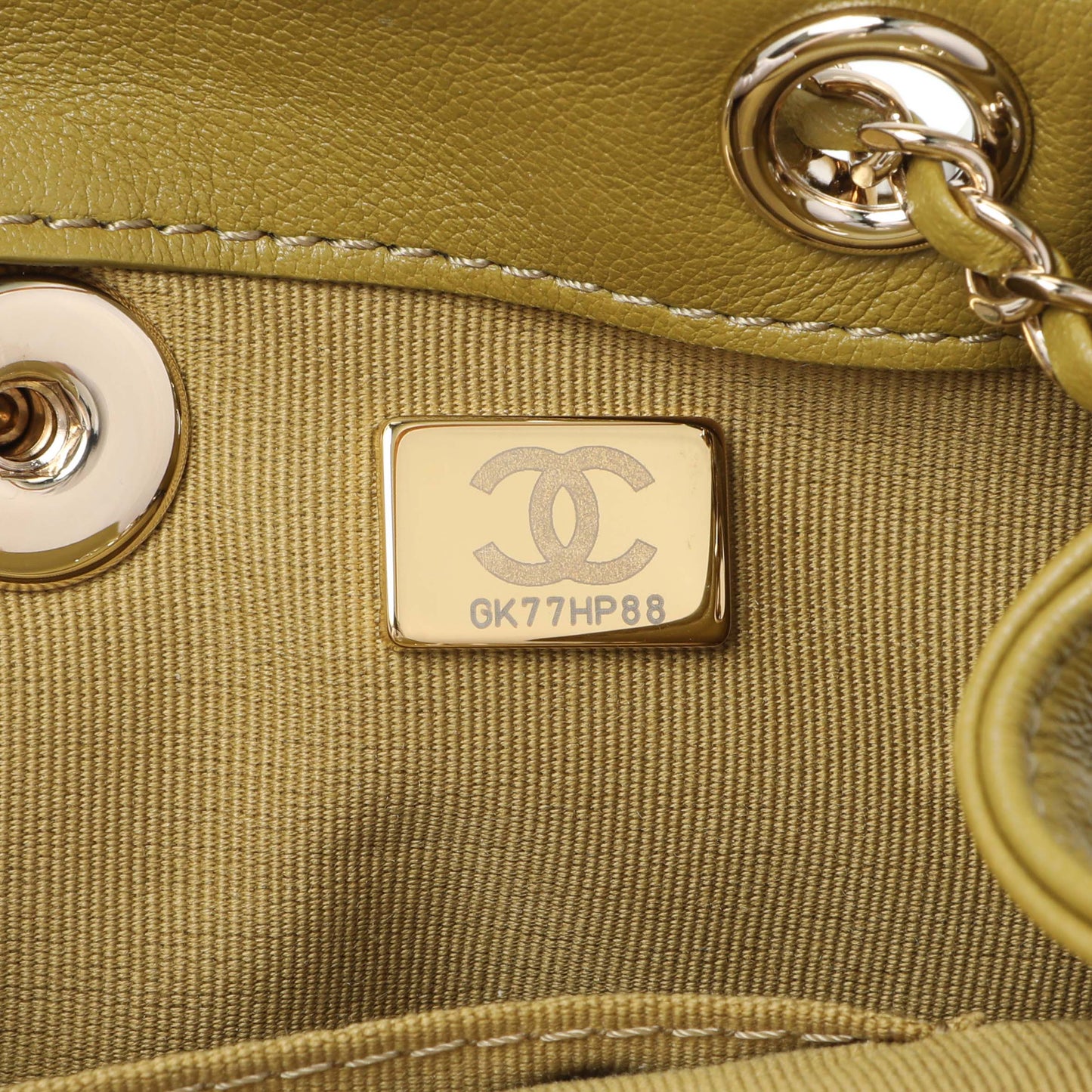 Exclusive Chanel Olive Green Quilted Lambskin Small Duma Pockets Drawstring Backpack — Lifestyle View