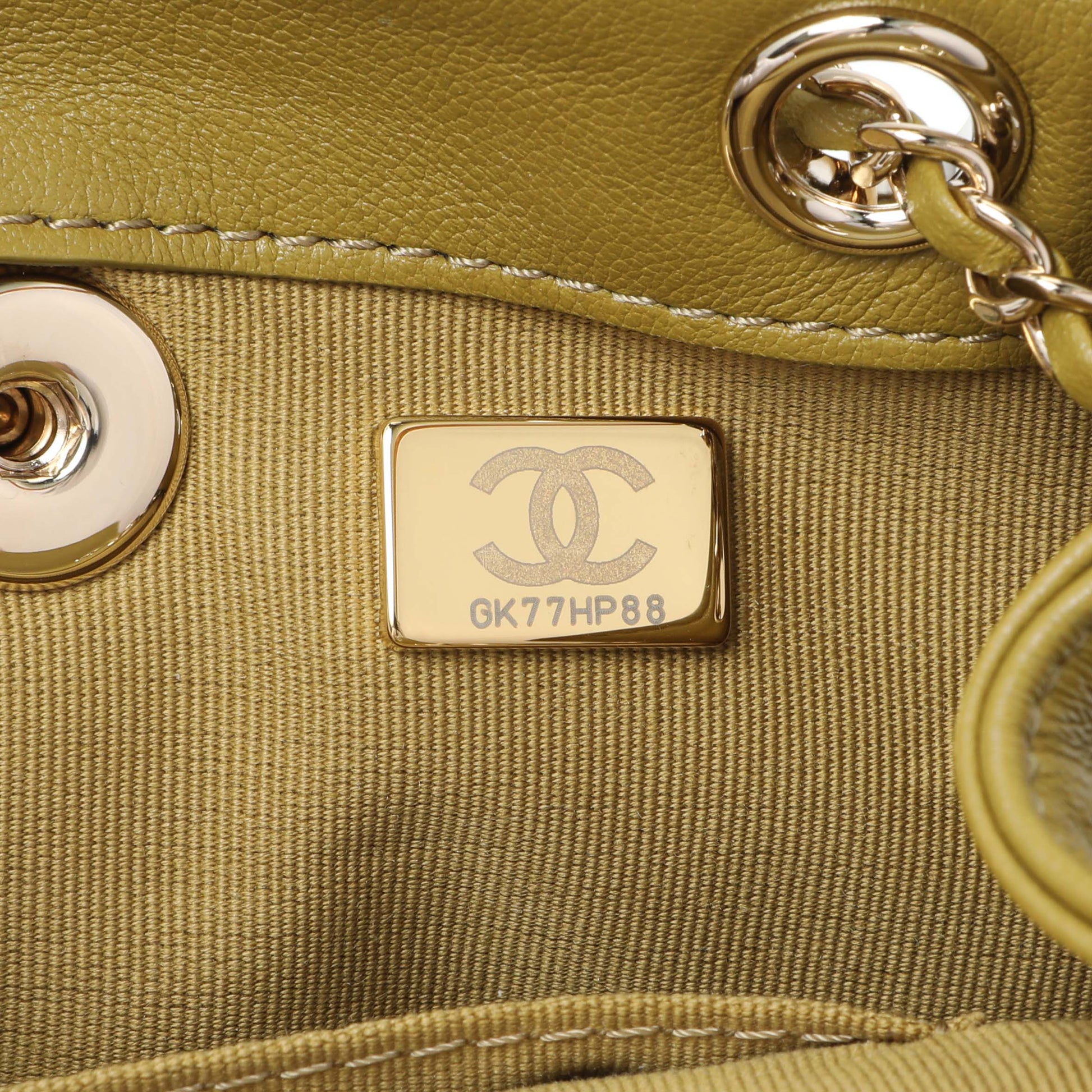 Exclusive Chanel Olive Green Quilted Lambskin Small Duma Pockets Drawstring Backpack — Lifestyle View