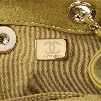 Exclusive Chanel Olive Green Quilted Lambskin Small Duma Pockets Drawstring Backpack — Lifestyle View