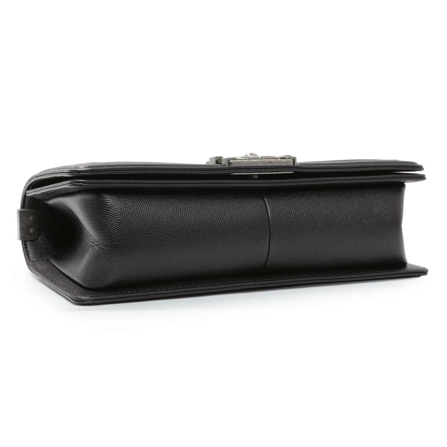 Exclusive Chanel Black Quilted Caviar Medium Boy Flap — Top View