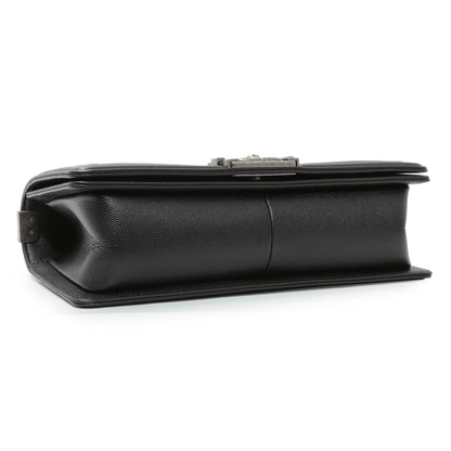 Exclusive Chanel Black Quilted Caviar Medium Boy Flap — Top View