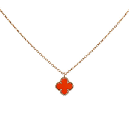 Exclusive Van Cleef & Arpels 18K Rose Gold Carnelian Sweet Alhambra Pendant — Front View