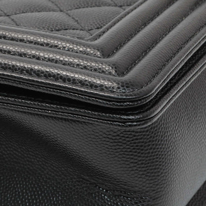Exclusive Chanel Black Quilted Caviar Medium Boy Flap — Detail View