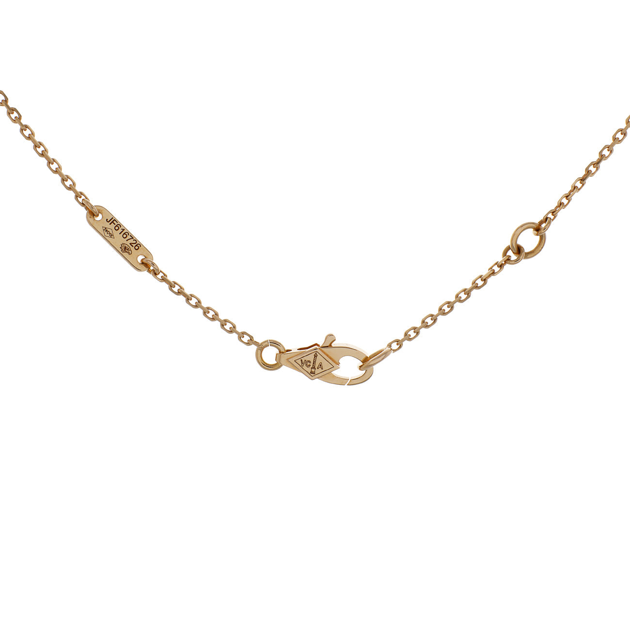 Exclusive Van Cleef & Arpels 18K Rose Gold Carnelian Sweet Alhambra Pendant — Back View
