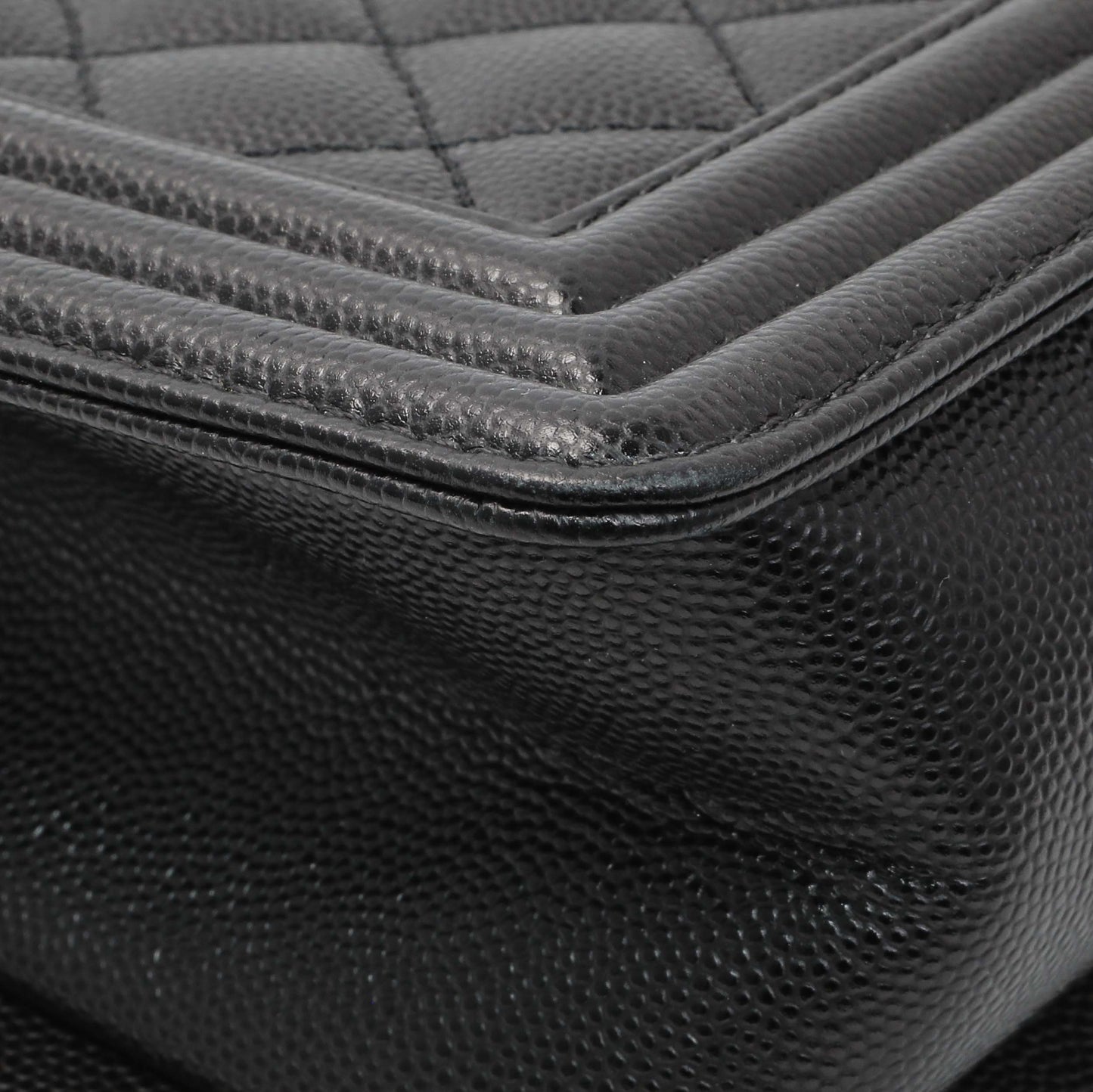 Exclusive Chanel Black Quilted Caviar Medium Boy Flap — Alternate View 7
