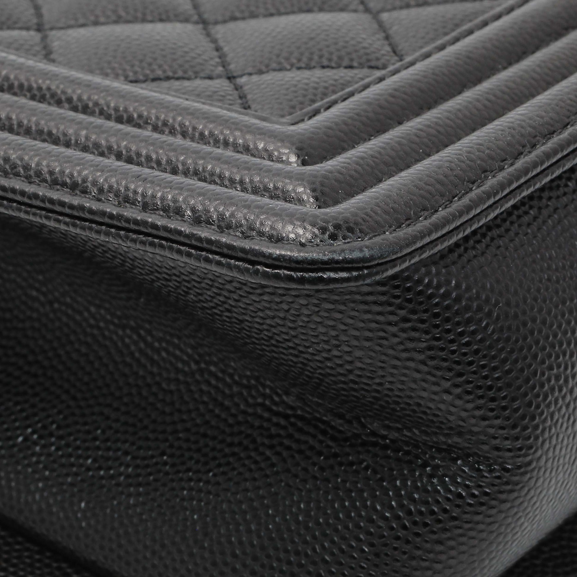 Exclusive Chanel Black Quilted Caviar Medium Boy Flap — Alternate View 7