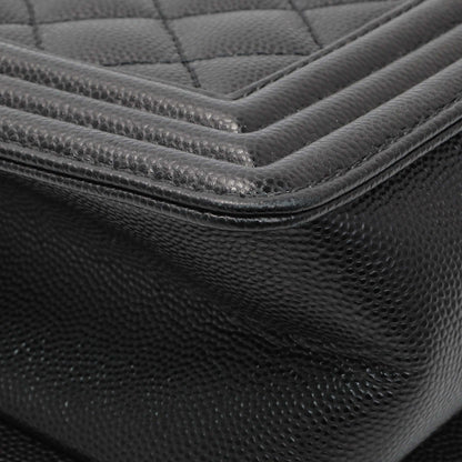 Exclusive Chanel Black Quilted Caviar Medium Boy Flap — Alternate View 7