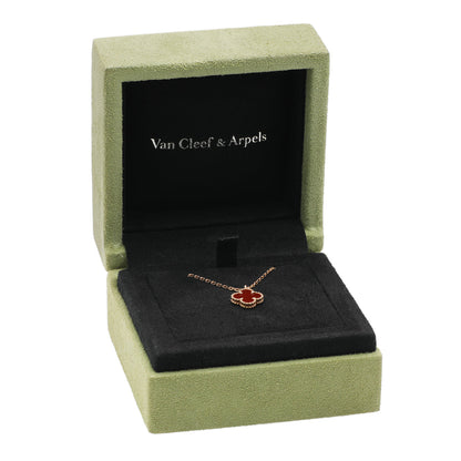 Exclusive Van Cleef & Arpels 18K Rose Gold Carnelian Sweet Alhambra Pendant — Detail View
