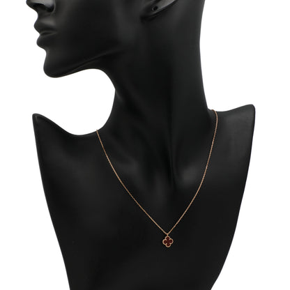 Exclusive Van Cleef & Arpels 18K Rose Gold Carnelian Sweet Alhambra Pendant — Top View