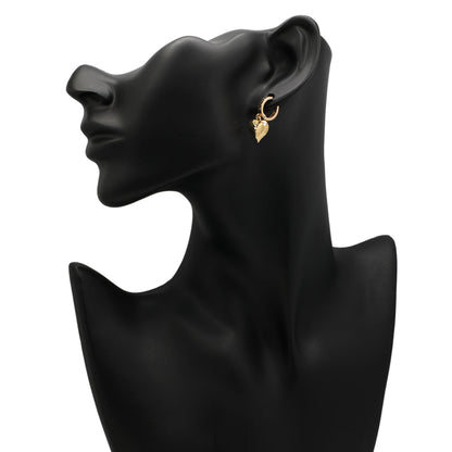 Exclusive 18K Yellow Gold Heart Drop Earrings — Back View