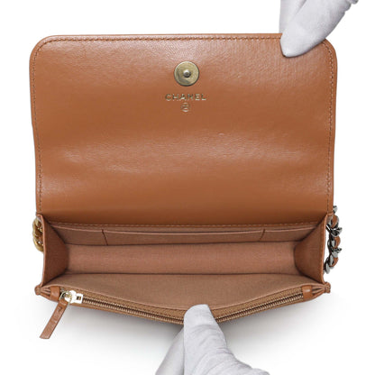 Exclusive Chanel Brown Lambskin Quilted Chanel 19 Glasses Case With Chain — Alternate View 9
