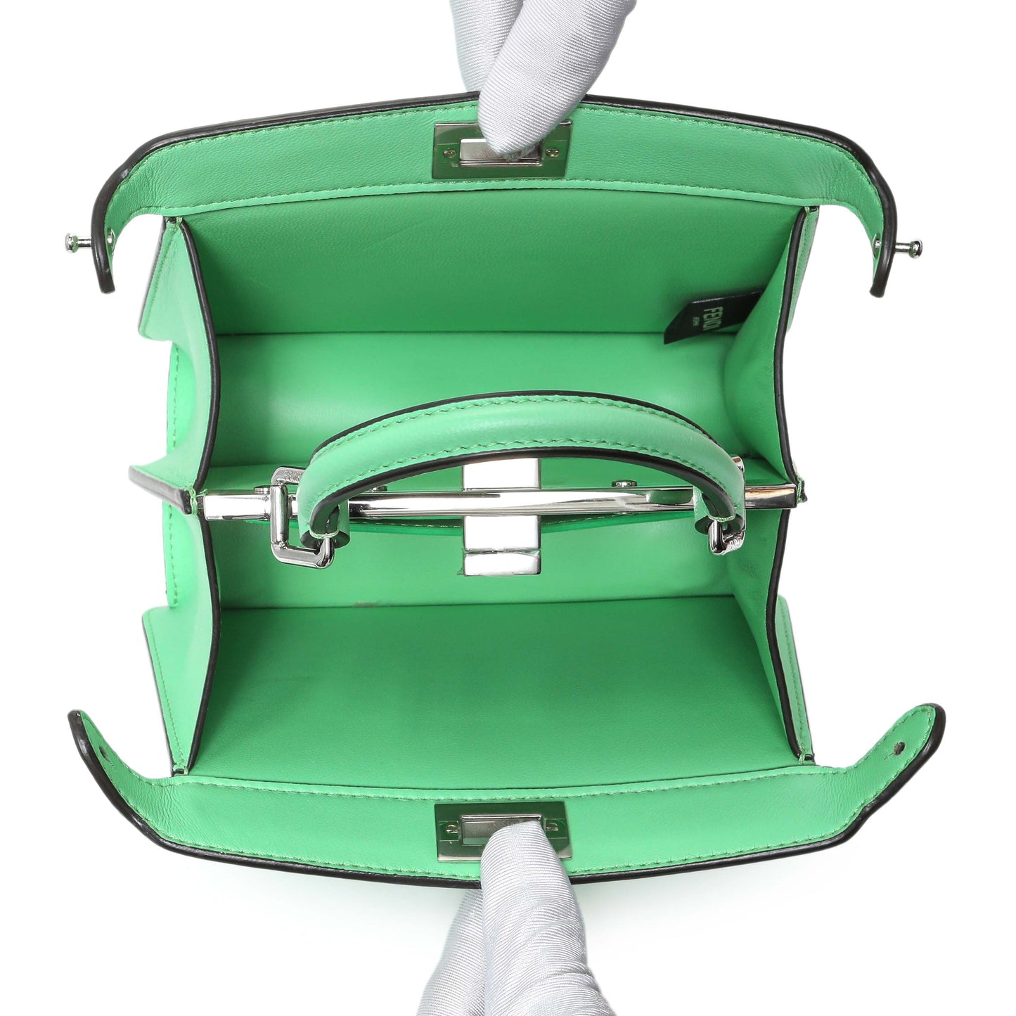 Exclusive Fendi Edamame Shiny Nappa Petite Peekaboo I SEE U Satchel — Top View