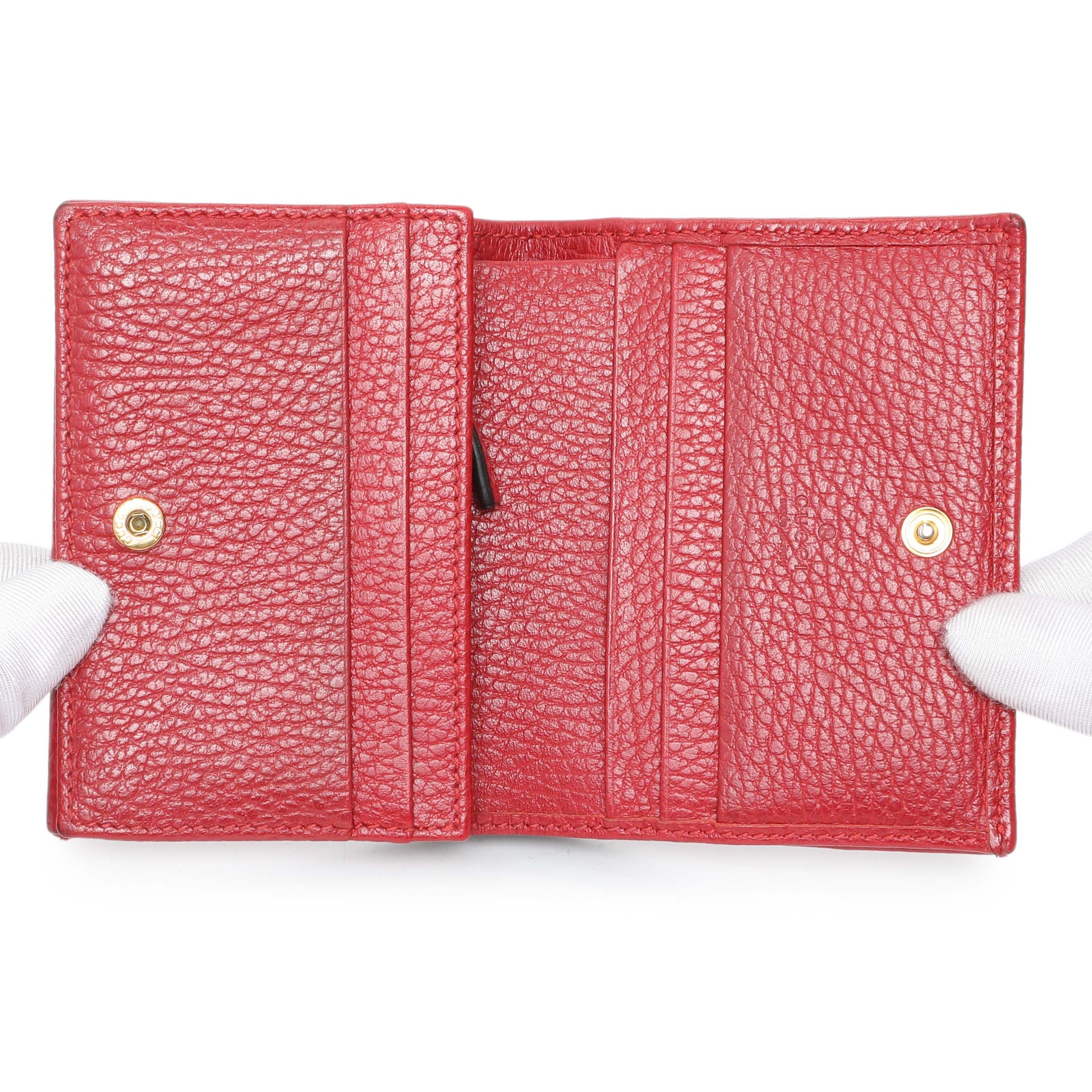 Exclusive Gucci Red Pebbled Calfskin Marmont Card Wallet — Alternate View 8