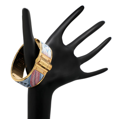 Exclusive Hermes Enamel Charniere Savana Dance Wide Hinged Bracelet — Back View