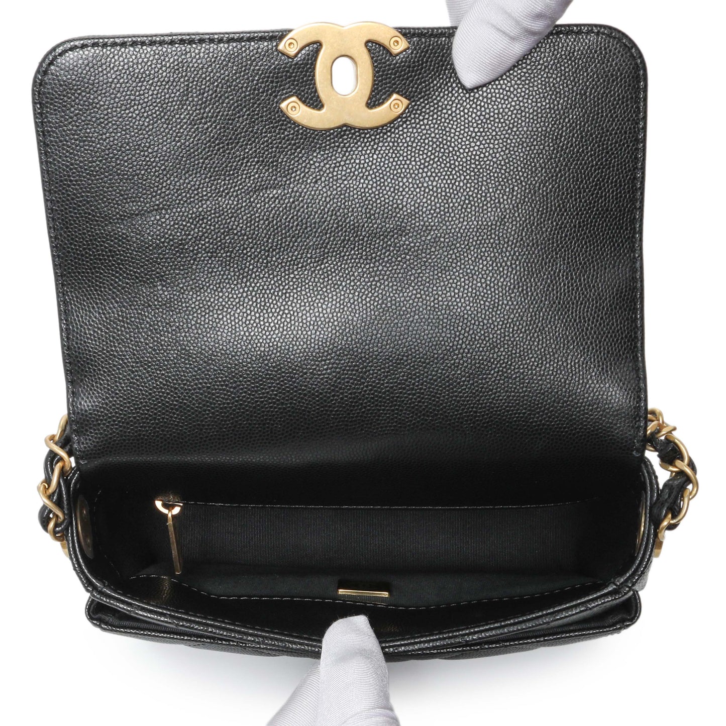 Exclusive Chanel Black Caviar Seasonal Mini Flap — Top View