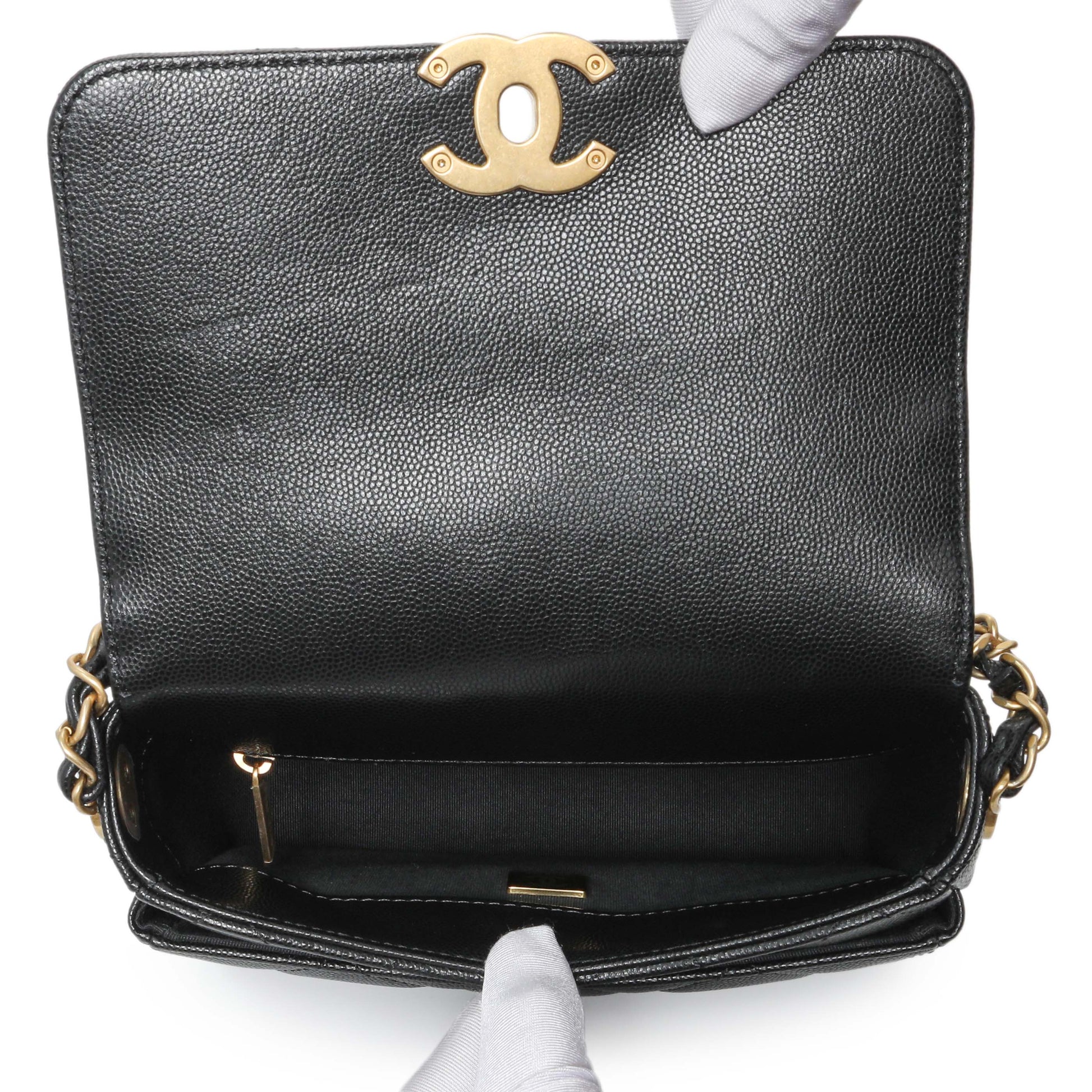 Exclusive Chanel Black Caviar Seasonal Mini Flap — Top View