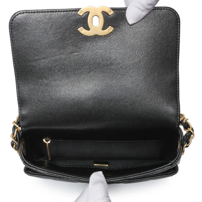 Exclusive Chanel Black Caviar Seasonal Mini Flap — Top View