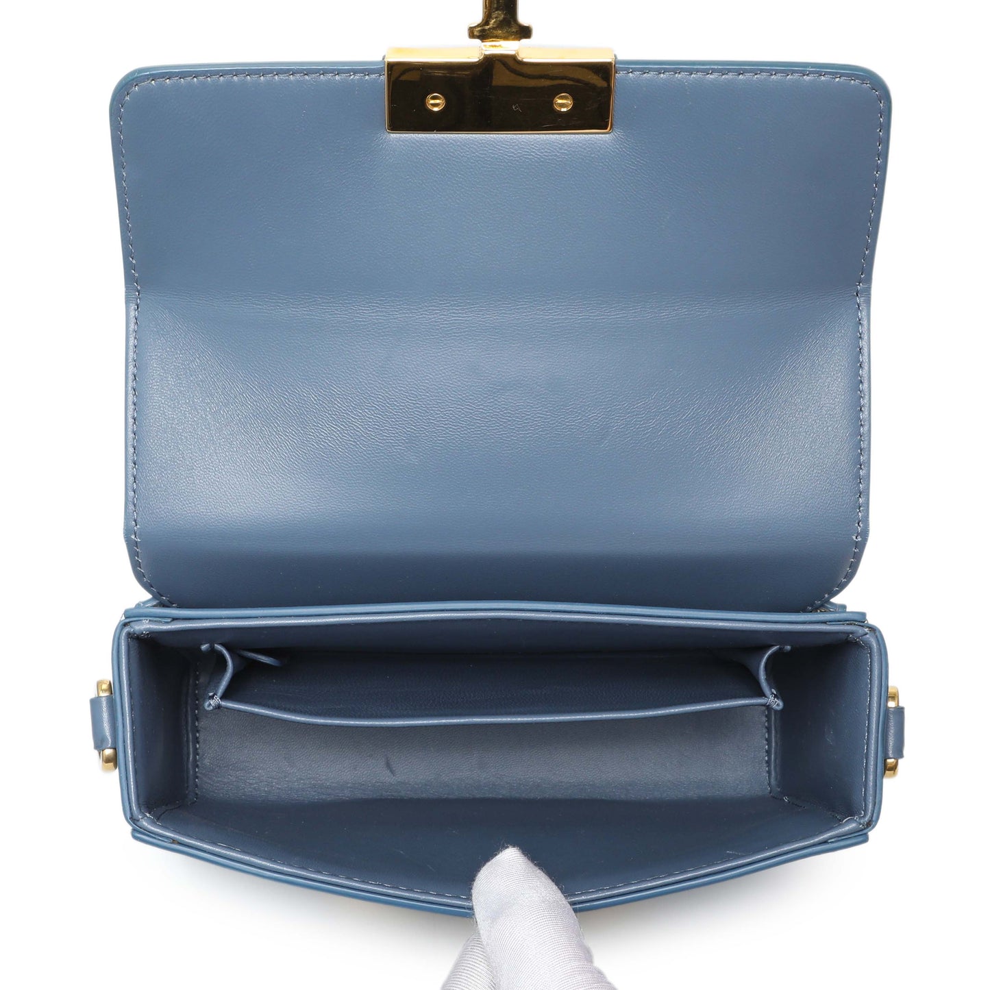 Exclusive Christian Dior Blue Smooth Calfskin Montaigne 30 Box Shoulder — Top View