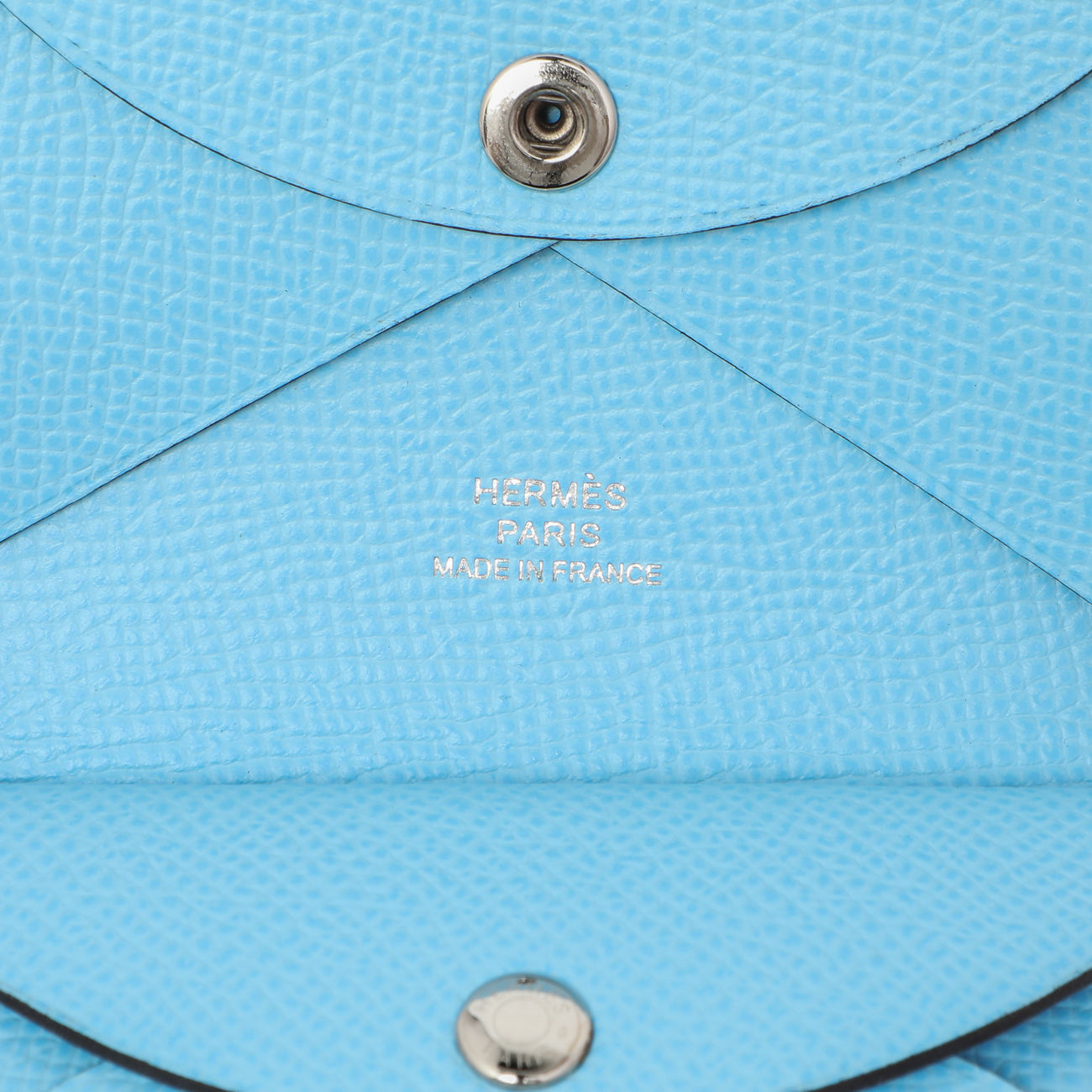 Exclusive Hermes Celeste Epsom Calvi Duo Card Case — Detail View