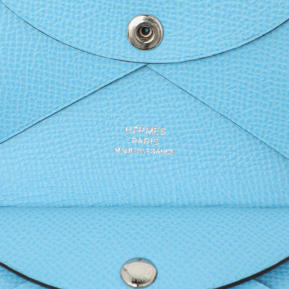 Exclusive Hermes Celeste Epsom Calvi Duo Card Case — Detail View