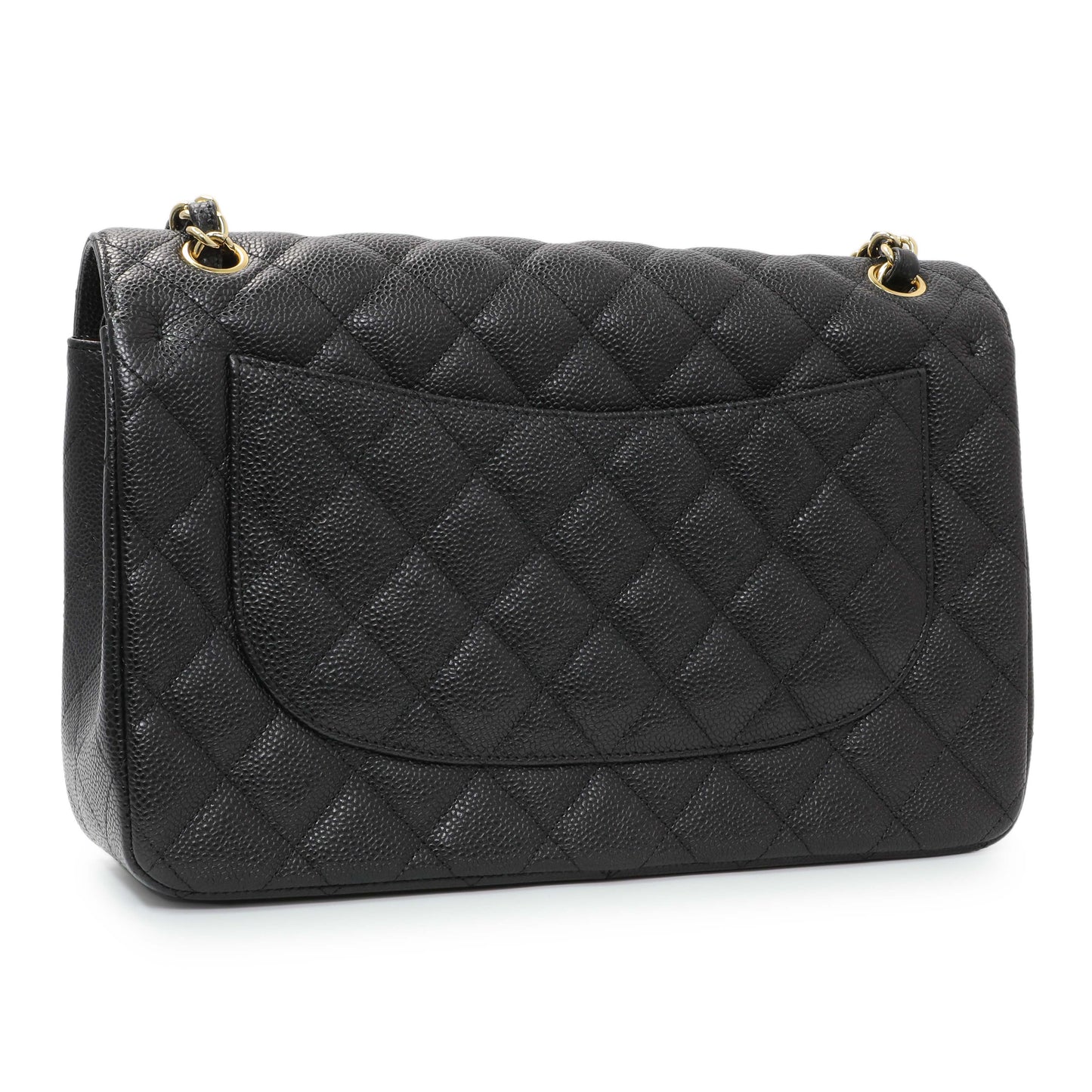 Exclusive Chanel Black Quilted Caviar Jumbo Classic Double Flap — Side View