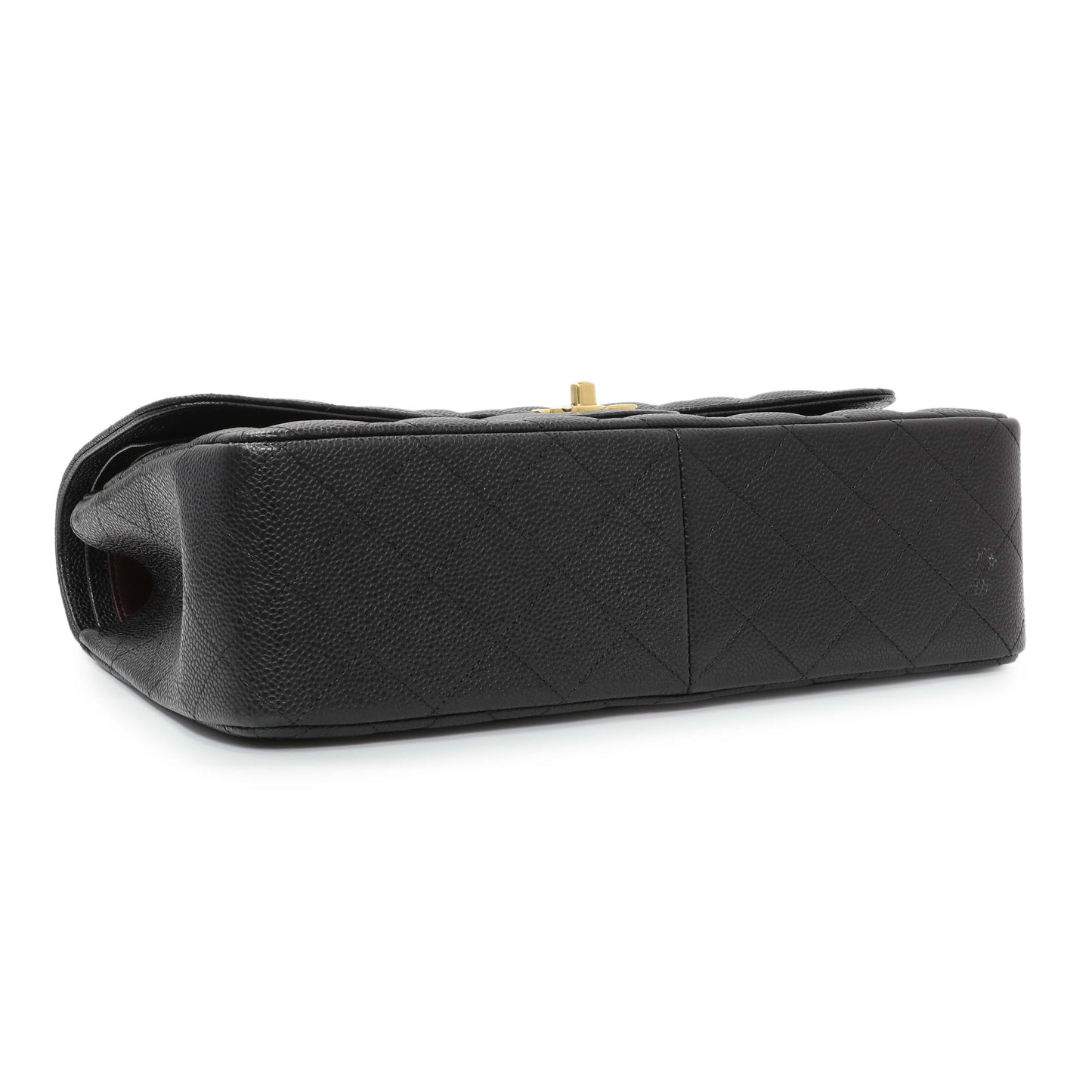 Exclusive Chanel Black Quilted Caviar Jumbo Classic Double Flap — Back View