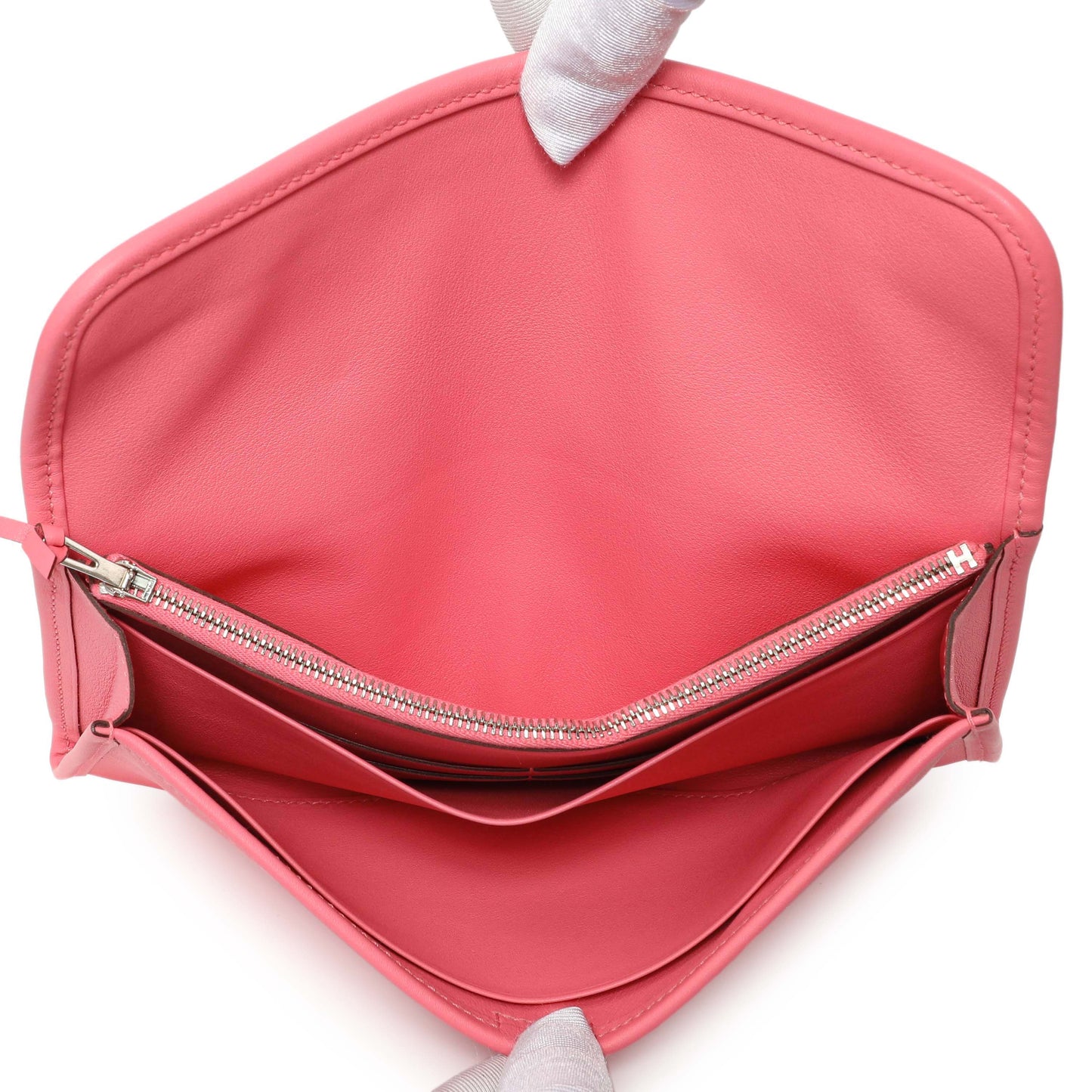 Exclusive Hermes Rose Azalee Swift Jige Duo Clutch — Top View