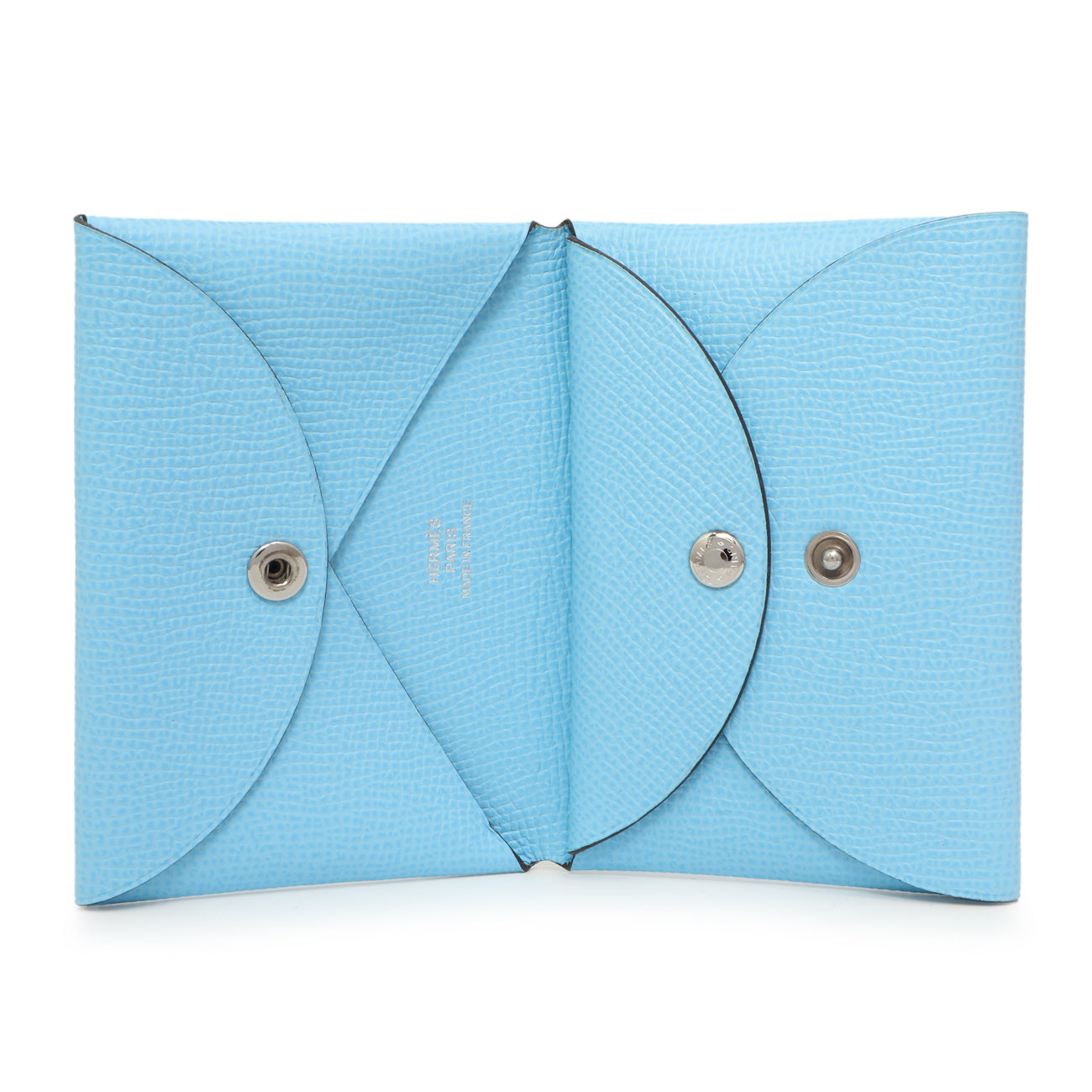 Exclusive Hermes Celeste Epsom Calvi Duo Card Case — Top View